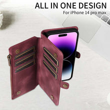 Lade das Bild in den Galerie-Viewer, Casekis Zipper RFID Wallet Phone Case Red Wine