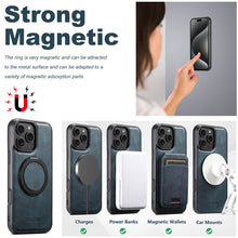 Lade das Bild in den Galerie-Viewer, Casekis Magnetic Charging Rotating Stand Leather Phone Case Blue