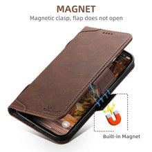 Lade das Bild in den Galerie-Viewer, Casekis Leather Wallet Phone Case compatible with MagSafe Brown