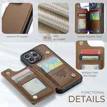 Lade das Bild in den Galerie-Viewer, Casekis RFID Cardholder Wallet Phone Case Brown