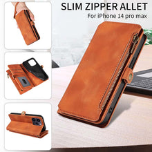 Lade das Bild in den Galerie-Viewer, Casekis Zipper RFID Wallet Phone Case Brown