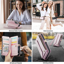 Lade das Bild in den Galerie-Viewer, Casekis Cardholer Zipper Wallet Crossbody Phone Case Pink