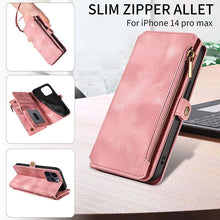 Lade das Bild in den Galerie-Viewer, Casekis Zipper RFID Wallet Phone Case Pink