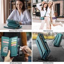 Lade das Bild in den Galerie-Viewer, Casekis Cardholer Zipper Wallet Crossbody Phone Case Green