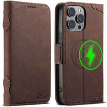 Lade das Bild in den Galerie-Viewer, Casekis Leather Wallet Phone Case compatible with MagSafe Brown