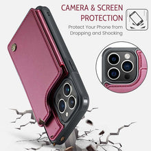Load image into Gallery viewer, Casekis RFID Cardholder Wallet Phone Case Red Wine
