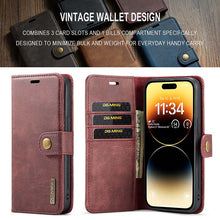 Lade das Bild in den Galerie-Viewer, Casekis Detachable Leather Wallet Phone Case Red