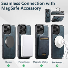 Lade das Bild in den Galerie-Viewer, Casekis Magnetic Charging Rotating Stand Leather Phone Case Blue