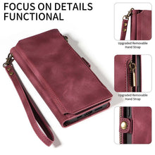 Lade das Bild in den Galerie-Viewer, Casekis Zipper RFID Wallet Phone Case Red Wine