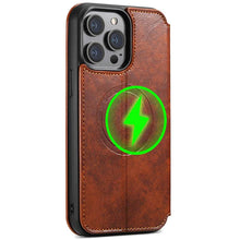 Lade das Bild in den Galerie-Viewer, Casekis Leather Wallet MagSafe Phone Case Khaki