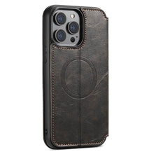 Load image into Gallery viewer, Casekis Leather Wallet MagSafe Phone Case Black