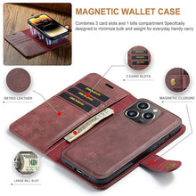 Lade das Bild in den Galerie-Viewer, Casekis Detachable Leather Wallet Phone Case Red