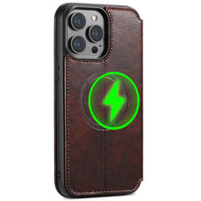 Lade das Bild in den Galerie-Viewer, Casekis Leather Wallet MagSafe Phone Case Brown