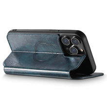 Load image into Gallery viewer, Casekis Leather Wallet MagSafe Phone Case Blue
