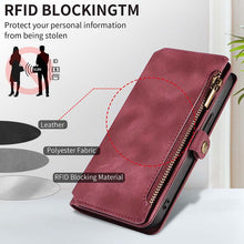 Lade das Bild in den Galerie-Viewer, Casekis Zipper RFID Wallet Phone Case Red Wine