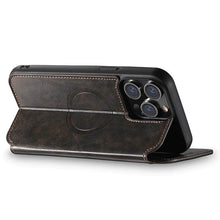 Load image into Gallery viewer, Casekis Leather Wallet MagSafe Phone Case Black