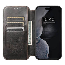 Load image into Gallery viewer, Casekis Leather Wallet MagSafe Phone Case Black