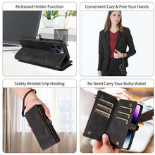 Load image into Gallery viewer, Casekis Zipper RFID Wallet Phone Case Black