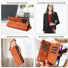 Lade das Bild in den Galerie-Viewer, Casekis Zipper RFID Wallet Phone Case Brown