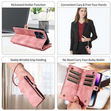 Lade das Bild in den Galerie-Viewer, Casekis Zipper RFID Wallet Phone Case Pink