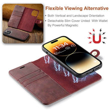 Lade das Bild in den Galerie-Viewer, Casekis Detachable Leather Wallet Phone Case Red
