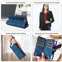 Load image into Gallery viewer, Casekis Zipper RFID Wallet Phone Case Dark Blue