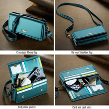Lade das Bild in den Galerie-Viewer, Casekis Multifunctional Leather Crossbody Phone Bag Green