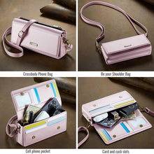 Lade das Bild in den Galerie-Viewer, Casekis Multifunctional Leather Crossbody Phone Bag Pink