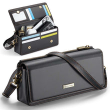Lade das Bild in den Galerie-Viewer, Casekis Multifunctional Leather Crossbody Phone Bag Black