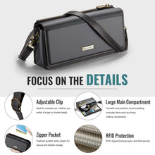 Lade das Bild in den Galerie-Viewer, Casekis Multifunctional Leather Crossbody Phone Bag Black