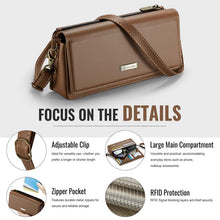 Lade das Bild in den Galerie-Viewer, Casekis Multifunctional Leather Crossbody Phone Bag Brown