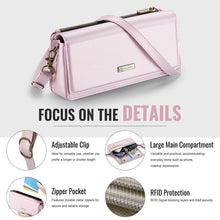 Lade das Bild in den Galerie-Viewer, Casekis Multifunctional Leather Crossbody Phone Bag Pink