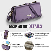 Lade das Bild in den Galerie-Viewer, Casekis Multifunctional Leather Crossbody Phone Bag Purple