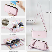 Lade das Bild in den Galerie-Viewer, Casekis Multifunctional Leather Crossbody Phone Bag Pink