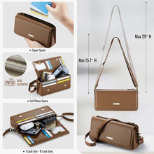 Lade das Bild in den Galerie-Viewer, Casekis Multifunctional Leather Crossbody Phone Bag Brown