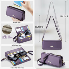 Lade das Bild in den Galerie-Viewer, Casekis Multifunctional Leather Crossbody Phone Bag Purple