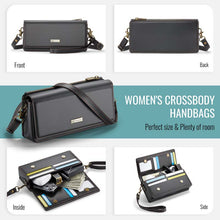 Lade das Bild in den Galerie-Viewer, Casekis Multifunctional Leather Crossbody Phone Bag Black