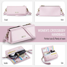 Lade das Bild in den Galerie-Viewer, Casekis Multifunctional Leather Crossbody Phone Bag Pink