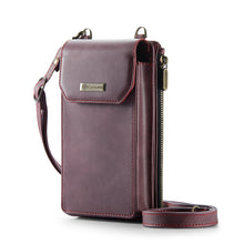 Lade das Bild in den Galerie-Viewer, Casekis Crossbody RFID Zipper Phone Bag Red Wine