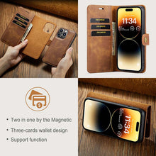 Lade das Bild in den Galerie-Viewer, Casekis Detachable Leather Wallet Phone Case Brown
