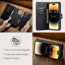 Lade das Bild in den Galerie-Viewer, Casekis Detachable Leather Wallet Phone Case Black