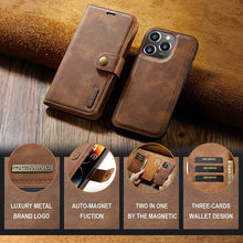 Lade das Bild in den Galerie-Viewer, Casekis Detachable Leather Wallet Phone Case Brown