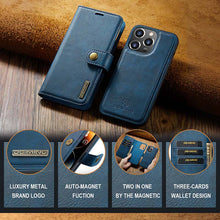 Lade das Bild in den Galerie-Viewer, Casekis Detachable Leather Wallet Phone Case Blue