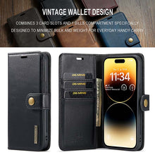 Lade das Bild in den Galerie-Viewer, Casekis Detachable Leather Wallet Phone Case Black