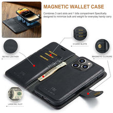 Lade das Bild in den Galerie-Viewer, Casekis Detachable Leather Wallet Phone Case Black