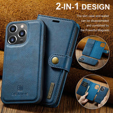 Lade das Bild in den Galerie-Viewer, Casekis Detachable Leather Wallet Phone Case Blue