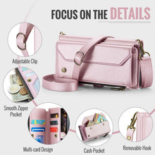 Lade das Bild in den Galerie-Viewer, Casekis Cardholer Zipper Wallet Crossbody Phone Case Pink
