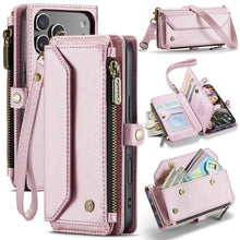 Lade das Bild in den Galerie-Viewer, Casekis Cardholer Zipper Wallet Crossbody Phone Case Pink