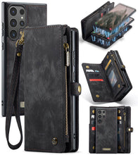 Lade das Bild in den Galerie-Viewer, Casekis Wrist Strap Zipper Wallet Phone Case Black