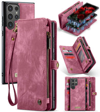 Lade das Bild in den Galerie-Viewer, Casekis Wrist Strap Zipper Wallet Phone Case Red